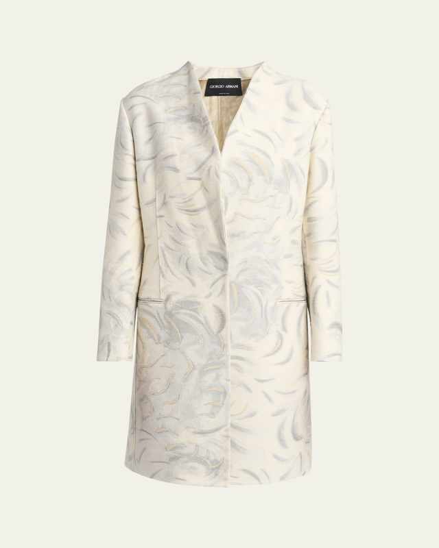 Abstract V-Neck Silk Coat